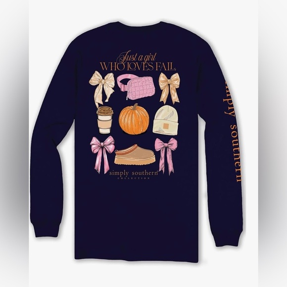 SIMPLY SOUTHERN  Navy Fall Graphic Long Sleeve Shirt SIZE: SMALL - Picture 2 of 4
